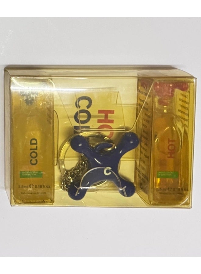 Benetton HOT & COLD 4 x ( 2x 5ml Min Set with Key chain)  pack Original Rare - Image 3
