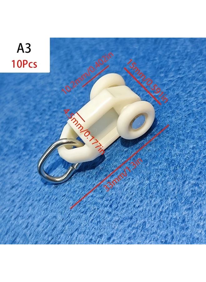 10pcs Style C1 Curtain Hook Slider Wheels Heavy Duty Plastic Metal Track Rollers - Image 4