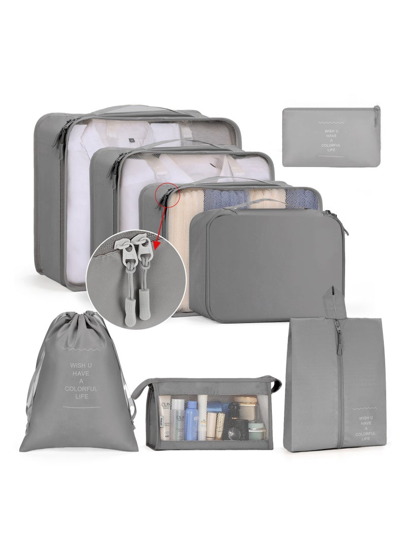 Travel Organizer，8Pcs Grey Packing Cubes for Suitcases Packing Organizer Travel Packing Cubes Set Clothes Shoes Storage for Travel Accessories - pzsku/ZB3945D48549E726A7C21Z/45/_/1729842848/4c773be5-a92a-40b9-99c8-d1600599e91d