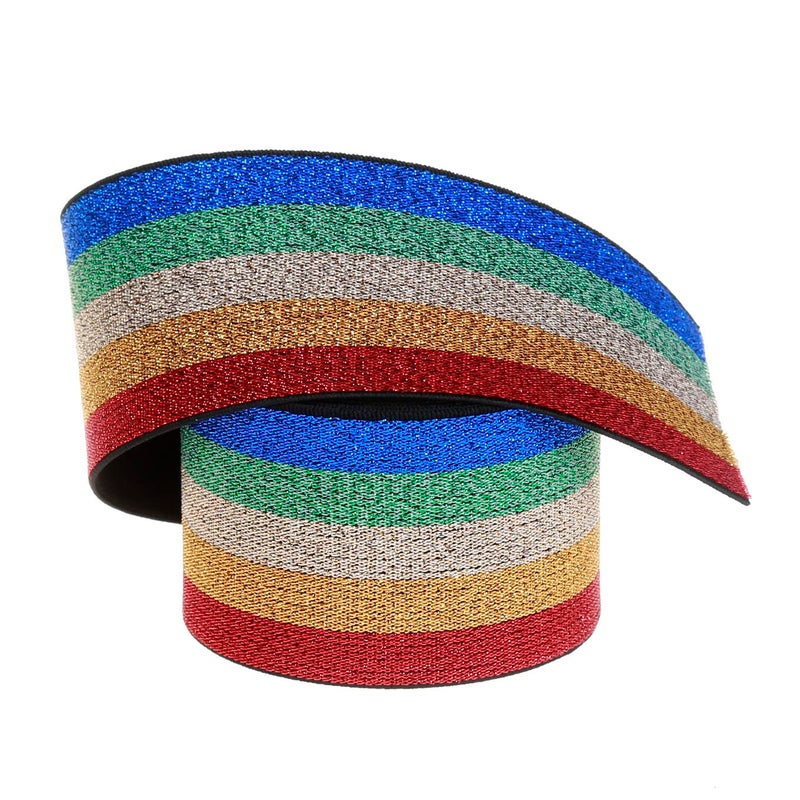 COTOWIN 2inch Wide Glitter Straps Color Plush Elastic Band 3YardSoft Comfortable Sewing Elastic Trim