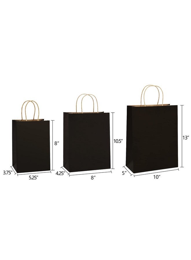 BagDream Kraft Paper Bags 5x3x8& 8x4.25x10& 10x5x13 25 Pcs Each Gift Bags with Handles, Craft Bags, Merchandise Bags, 100% Recycled Paper Sacks Black - Image 2