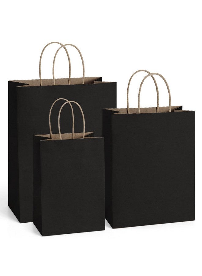 BagDream Kraft Paper Bags 5x3x8& 8x4.25x10& 10x5x13 25 Pcs Each Gift Bags with Handles, Craft Bags, Merchandise Bags, 100% Recycled Paper Sacks Black - Image 1