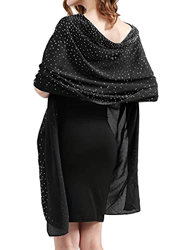 BANETTETA Black Shawls and Wraps for Evening Dresses Wrap Cover Up Formal Shawl Wraps for Women (Black) - Image 2