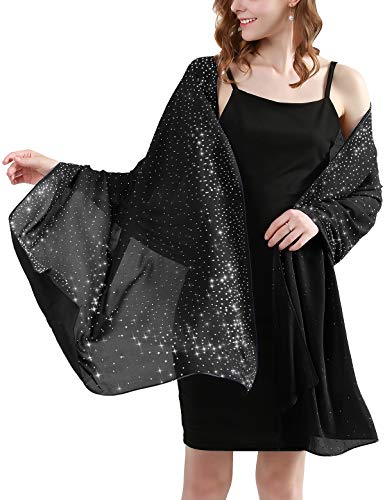 BANETTETA Black Shawls and Wraps for Evening Dresses Wrap Cover Up Formal Shawl Wraps for Women (Black) - Image 1