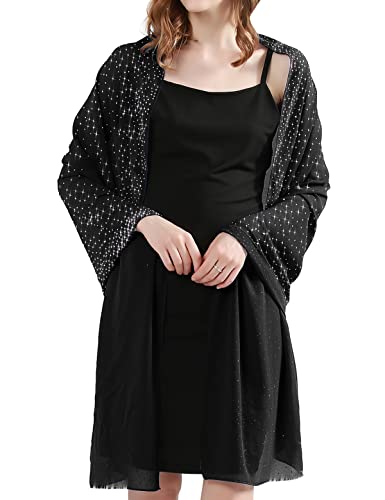 BANETTETA Black Shawls and Wraps for Evening Dresses Wrap Cover Up Formal Shawl Wraps for Women (Black) - Image 3