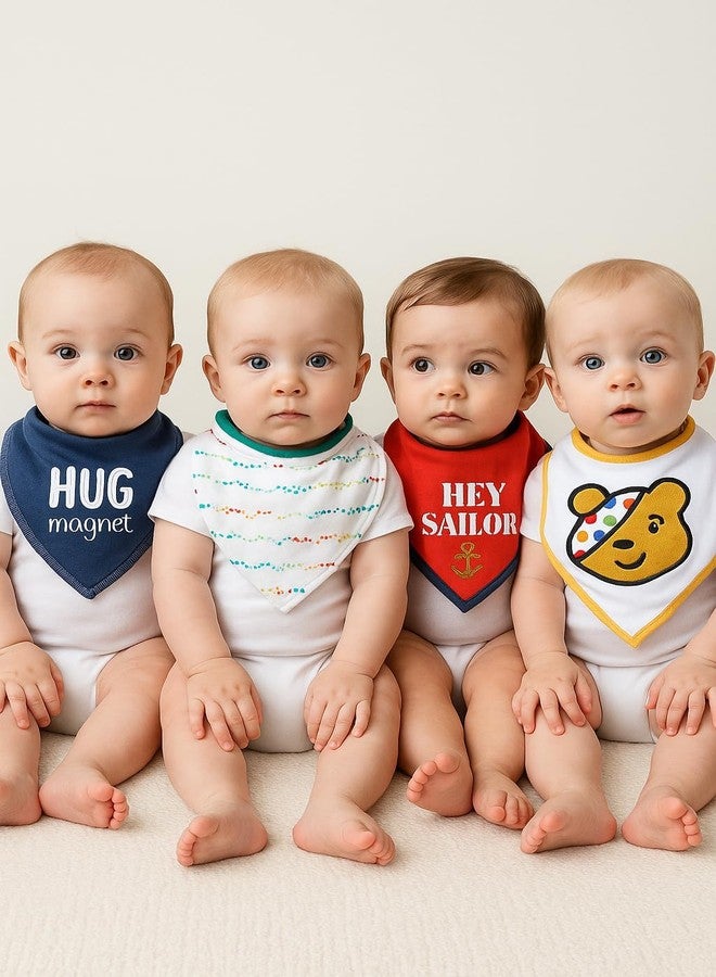 TuddyBuddy Colorful Bandana Drool Bibs for 0-6 Months Baby Boy & Baby Girl, 100% Cotton Double Layer, Adjustable (Pack of 4 Bibs - Bears & Sailor, 0-6 Months) - Image 4