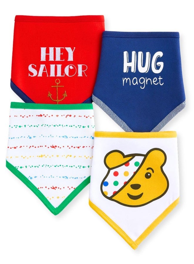 TuddyBuddy Colorful Bandana Drool Bibs for 0-6 Months Baby Boy & Baby Girl, 100% Cotton Double Layer, Adjustable (Pack of 4 Bibs - Bears & Sailor, 0-6 Months) - Image 1