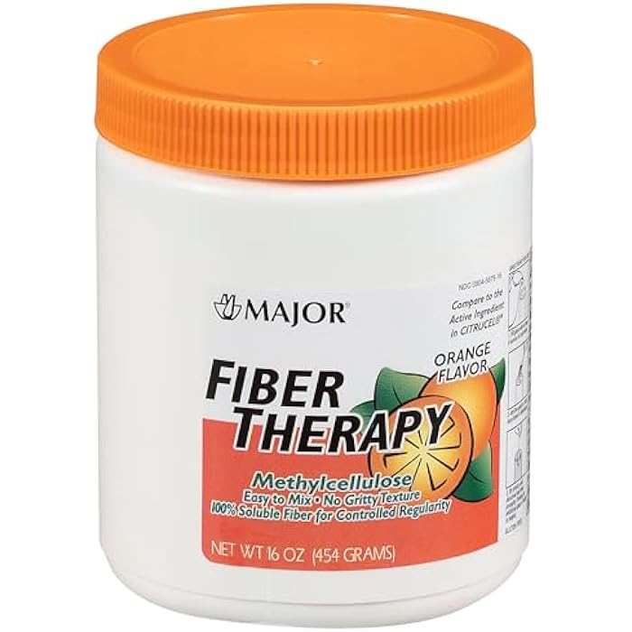 MAJOR Fiber Therapy Methylcellulose Powder - Easy to Mix - No Gritty Texture - Soluble Fiber - Helps Control Regularity - Orange Flavor - 16 Oz (1 Pack) - Image 1