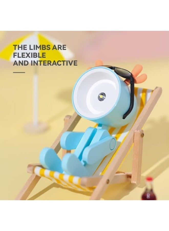 Cute Night Light - Mini LED Lamp with Movable Limbs, Warm Cozy Glow, Portable Battery Powered Desk & Bedside Light - Image 3