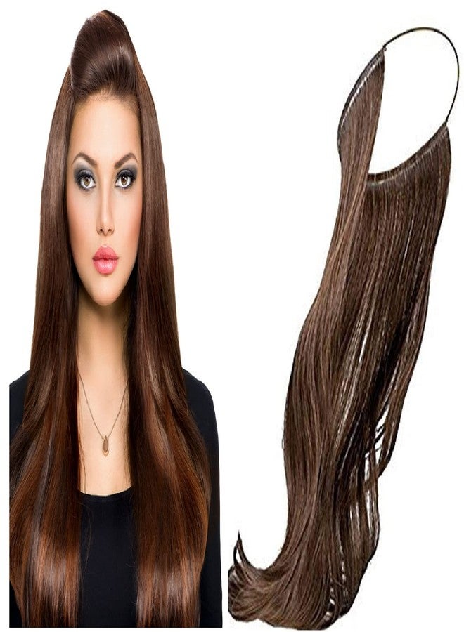Iyaan Invisible Wire Hair Extensions with Transparent Wire - Medium Brown Pack of 1 - Image 2