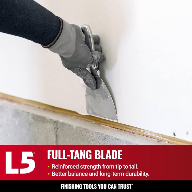 Level-5 4" All Stainless Steel Joint Knife - | Professional Grade Putty Blade, Premium Polished All-Metal, Precision Ground Edge, Ergonomic, Corrosion Resistant | 5-404 - Image 4