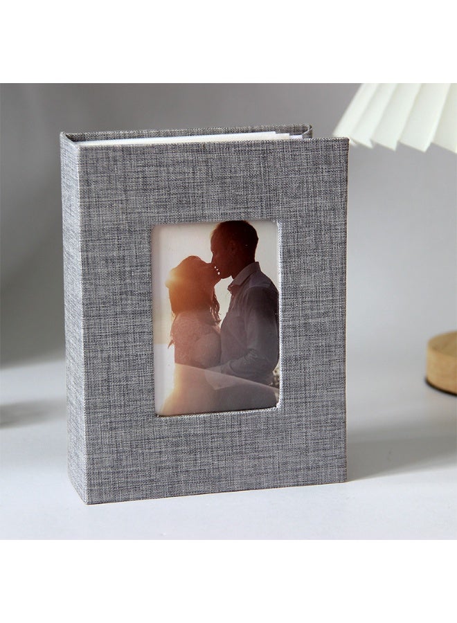 DUNISO ألبوم صور 6 بوصات، كتاب صور بغطاء من الكتان، 36 جيب، يمكنه حمل 72 صورة، مناسب للعائلة، الذكرى السنوية، عطلة الطفل ومناسبات أخرى (رمادي) - Image 1