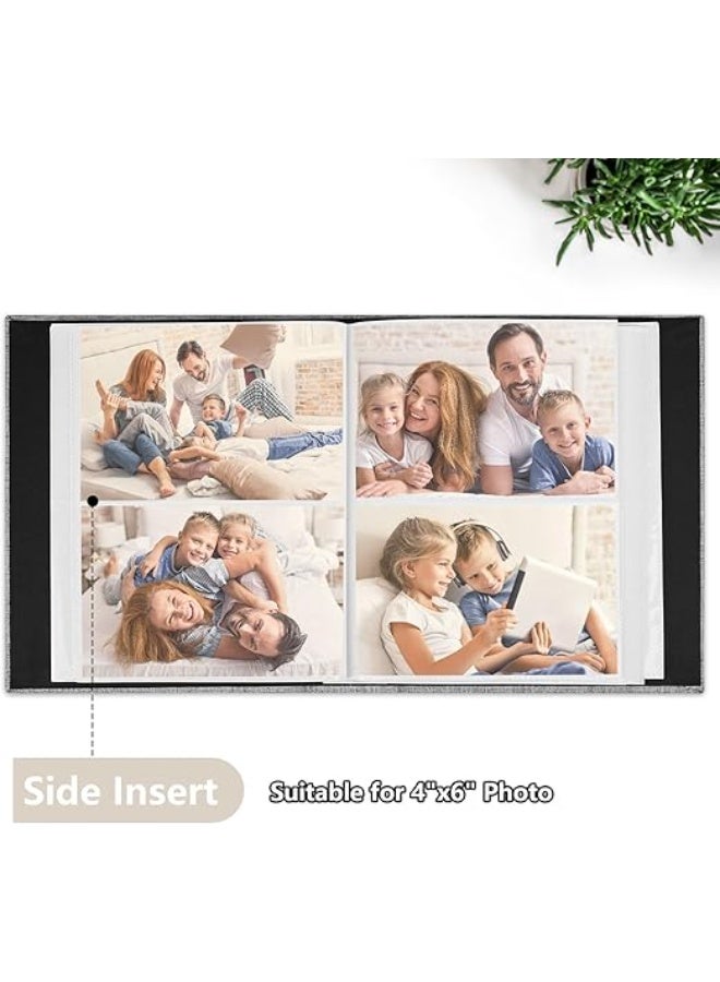 DUNISO ألبوم صور 6 بوصات، كتاب صور بغطاء من الكتان، 36 جيب، يمكنه حمل 72 صورة، مناسب للعائلة، الذكرى السنوية، عطلة الطفل ومناسبات أخرى (رمادي) - Image 4