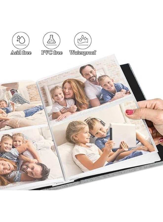 DUNISO ألبوم صور 6 بوصات، كتاب صور بغطاء من الكتان، 36 جيب، يمكنه حمل 72 صورة، مناسب للعائلة، الذكرى السنوية، عطلة الطفل ومناسبات أخرى (رمادي) - Image 5