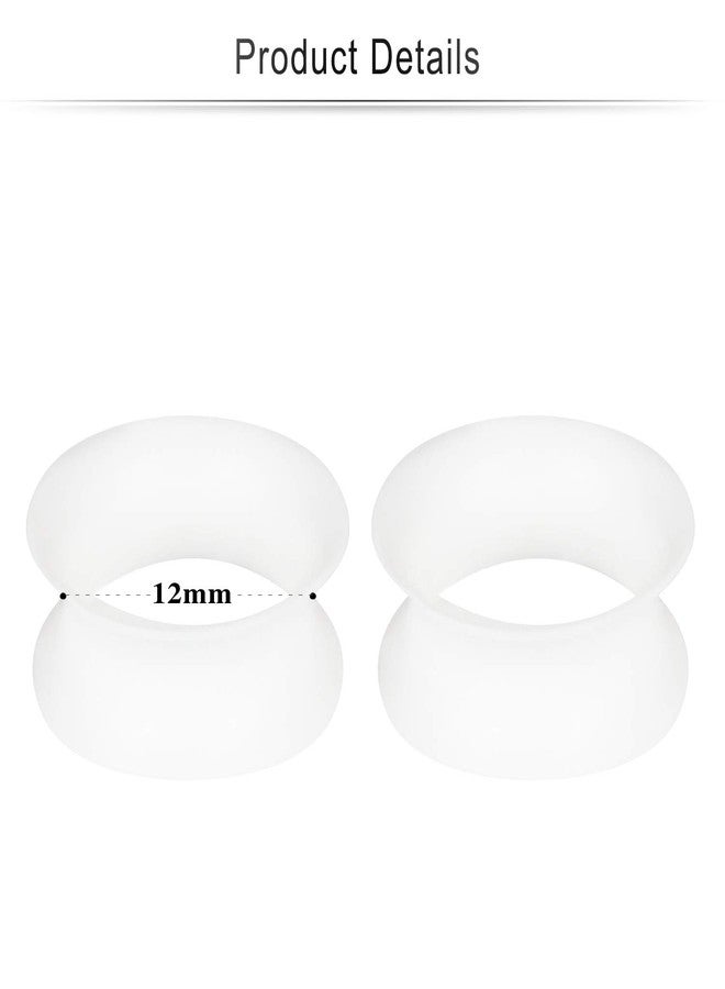 Cisyozi 12mm Silicone Gauges Tunnels Plugs Earrings Ultra Thin Plastic Ear Skin Flexible Flesh Clear Soft Tunnels Expander Stretching Gauges Earlets Gauges Kit Retainer 1/2inch Women Men white Black - Image 3