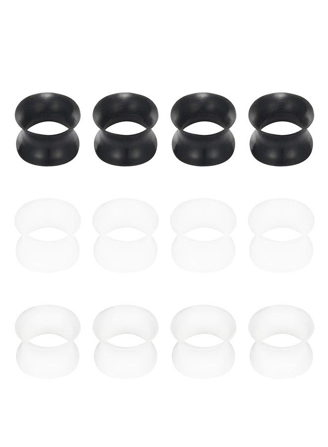 Cisyozi 12mm Silicone Gauges Tunnels Plugs Earrings Ultra Thin Plastic Ear Skin Flexible Flesh Clear Soft Tunnels Expander Stretching Gauges Earlets Gauges Kit Retainer 1/2inch Women Men white Black - Image 1