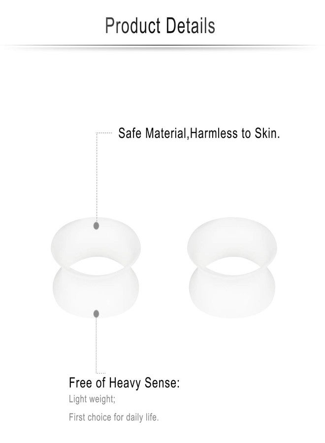 Cisyozi 12mm Silicone Gauges Tunnels Plugs Earrings Ultra Thin Plastic Ear Skin Flexible Flesh Clear Soft Tunnels Expander Stretching Gauges Earlets Gauges Kit Retainer 1/2inch Women Men white Black - Image 2