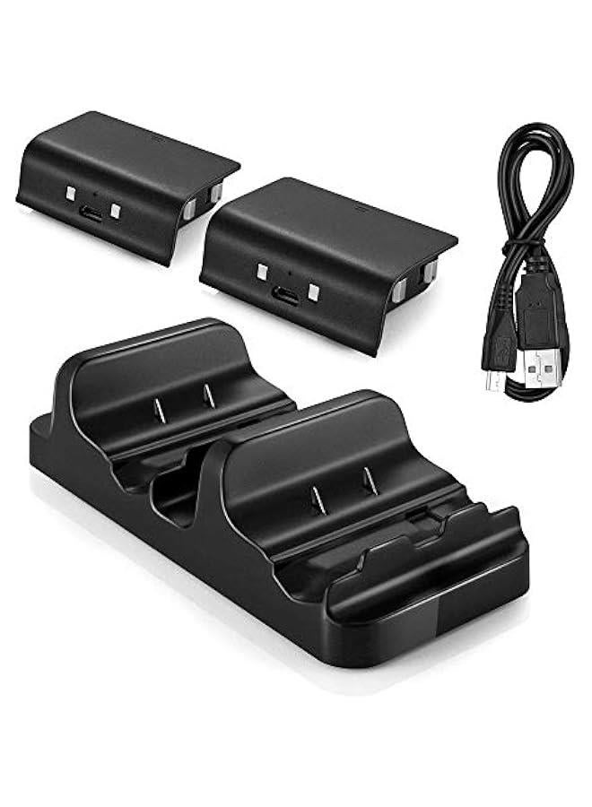 Xbox One Battery Charging Dock, Dual Charger Station with 2 Rechargeable Batteries and USB Cable For Xbox One One S Newest One X Xbox One Elite Controllers - Image 1