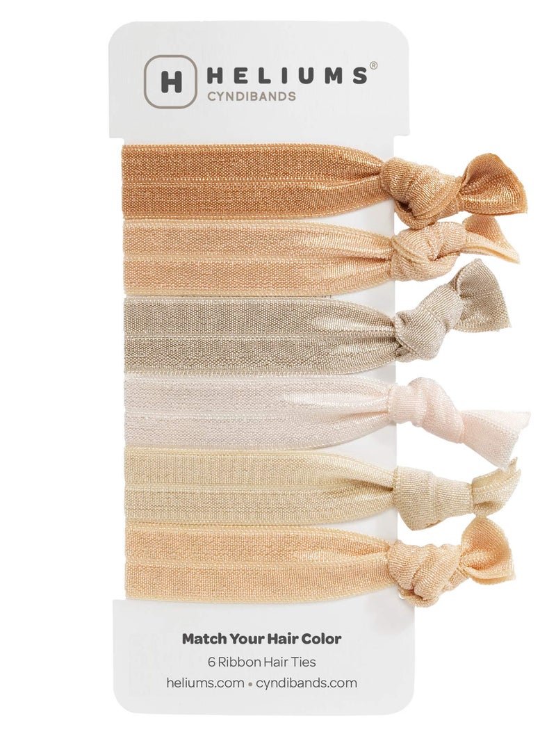 Cyndibands Elastic Hair Ties  Blonde  Gentle Hold Ribbon Ponytail Holders 6 Count
