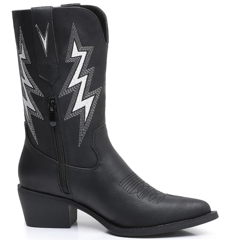 GLOBALWIN Women's Black Cowboy Boots Western Embroidered Mid Calf Cowgirl Boots For Women Chunky Low Heel 9M - Image 3