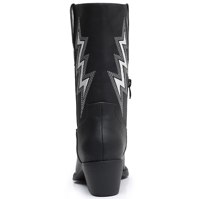 GLOBALWIN Women's Black Cowboy Boots Western Embroidered Mid Calf Cowgirl Boots For Women Chunky Low Heel 9M - Image 5