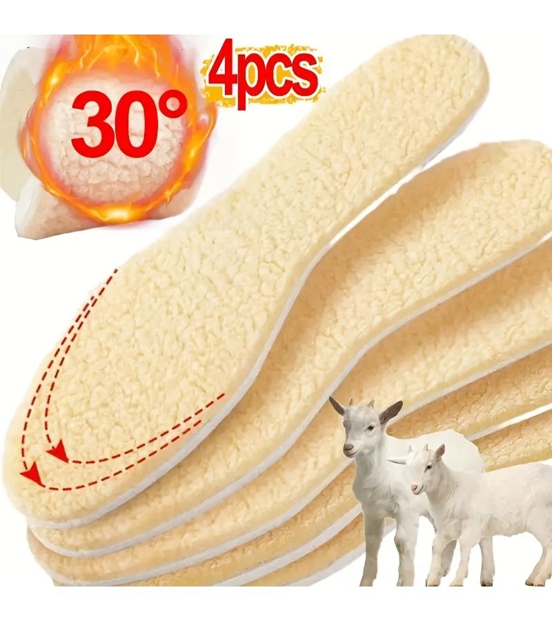 4pcs Heated Cashmere Wool Thermal Insoles For Men Women Autumn Winter Thickened Warmth Comfort Boots Sports Outdoor Use Size Us 9 - Image 4
