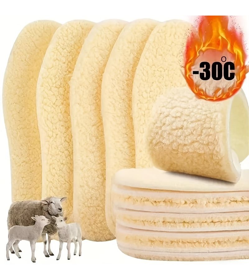 4pcs Heated Cashmere Wool Thermal Insoles For Men Women Autumn Winter Thickened Warmth Comfort Boots Sports Outdoor Use Size Us 9 - Image 2