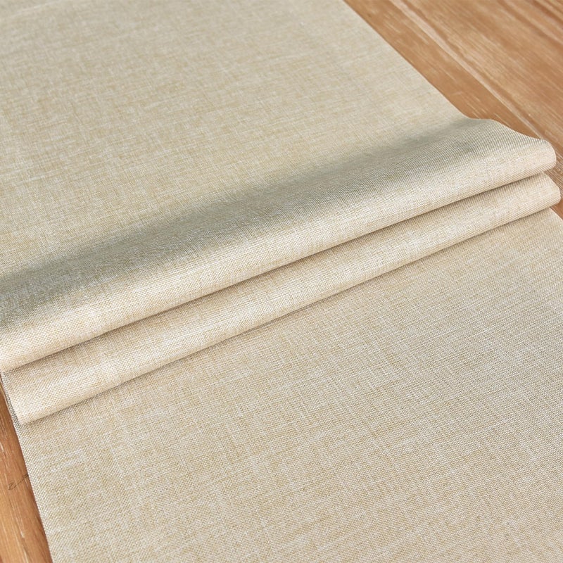 NEWISHER Farmhouse Rustic Table Runner Solid Beige Rectangular Table Runners Faux Linen Table Runner for Everyday Use Kitchen Dining Party Table 13x36 Inch - Image 5