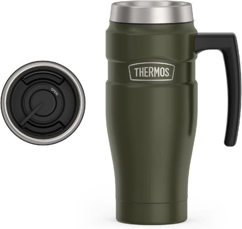 THERMOS Stainless Steel Vacuum Insulated Army Green Travel Mug 470 ml - Image 1