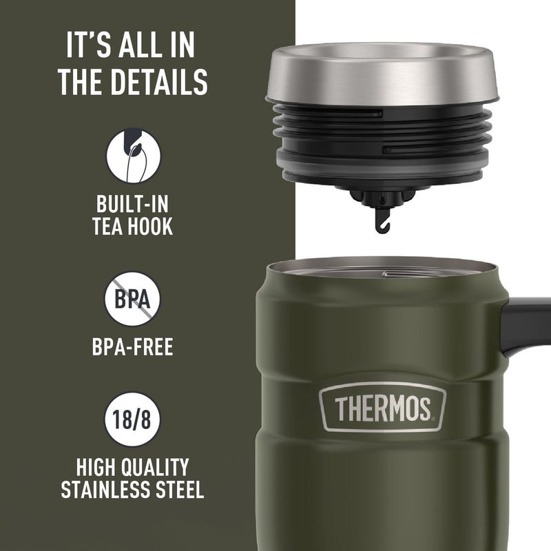 THERMOS Stainless Steel Vacuum Insulated Army Green Travel Mug 470 ml - Image 4