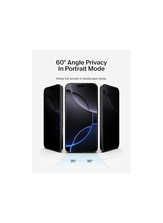 بروماس واقي شاشة الخصوصية ScreenForce InvisiGlass iPhone 16 Pro Max، حماية من الصدمات مقاومة للخدش، صينية سهلة المحاذاة لتطبيق خالٍ من الفقاعات، زجاج معاد تدويره لهاتف iPhone 16 Pro Max - Image 4