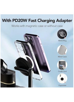 Generic 5 in 1 Wireless Charger with Alarm Clock for Apple,Mag-Safe Charging Station for iPhone 16/15/14/13/12,Apple Watch Series 10/9/Ultra 2/8/7/SE/SE2/6/5,Air-Pods 4/3/Pro/2,Magnetic Charger Stand(Black)  - Image 2