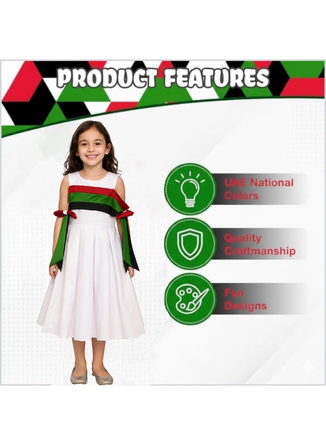 Home Smart National Day Flag Pattern White Dress for Girls Celebrate UAE National Day in Style UAE National Dress for National Festive Events - Image 3