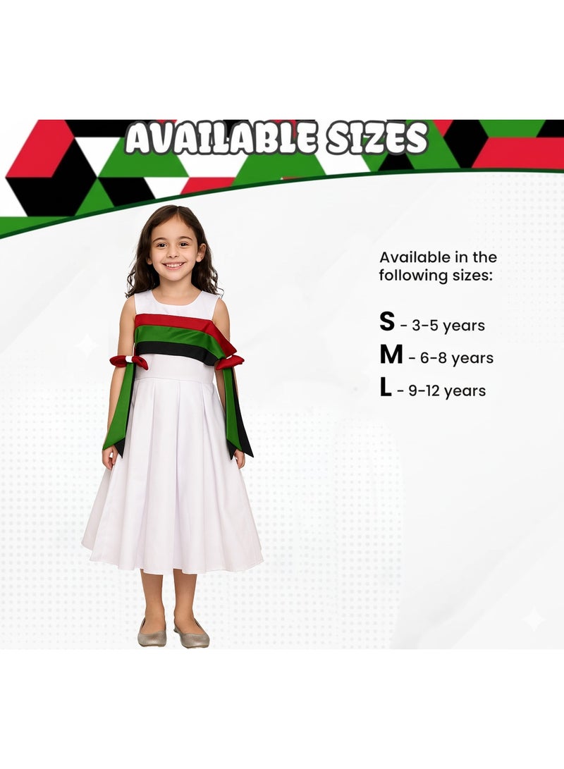 Home Smart National Day Flag Pattern White Dress for Girls Celebrate UAE National Day in Style UAE National Dress for National Festive Events - Image 2