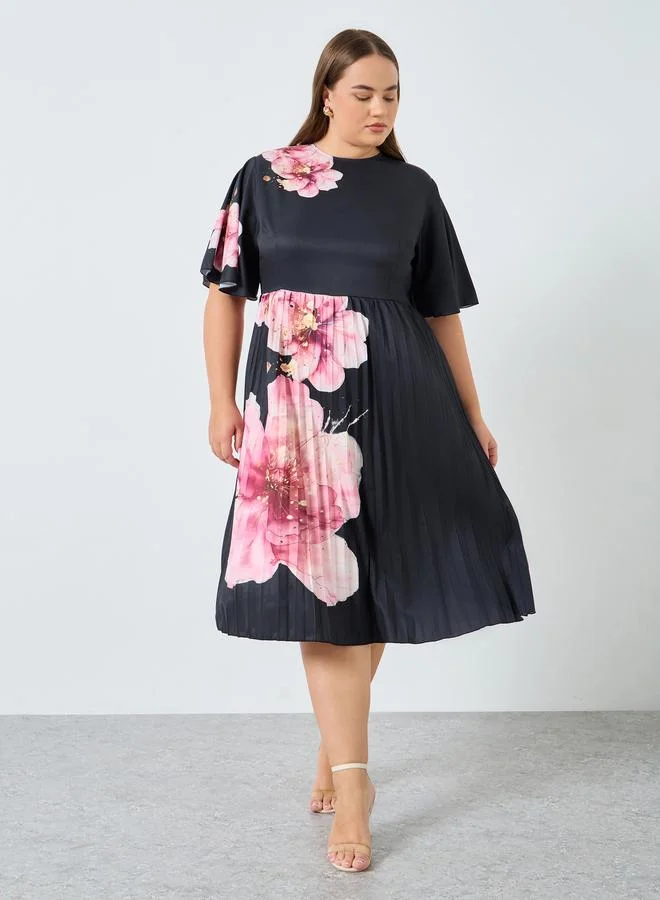 ستايلي فستان ميدي بطبعة زهور ومقاس كبير