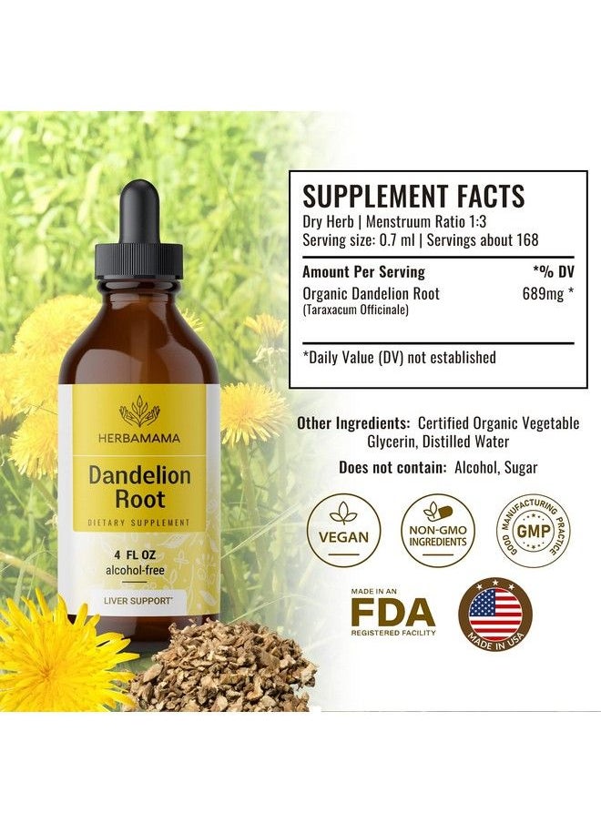 Dandelion Root Tincture Organic Dandelion Liquid Drops Dandelion Root Liquid Extract Supplements 4 Fl Oz