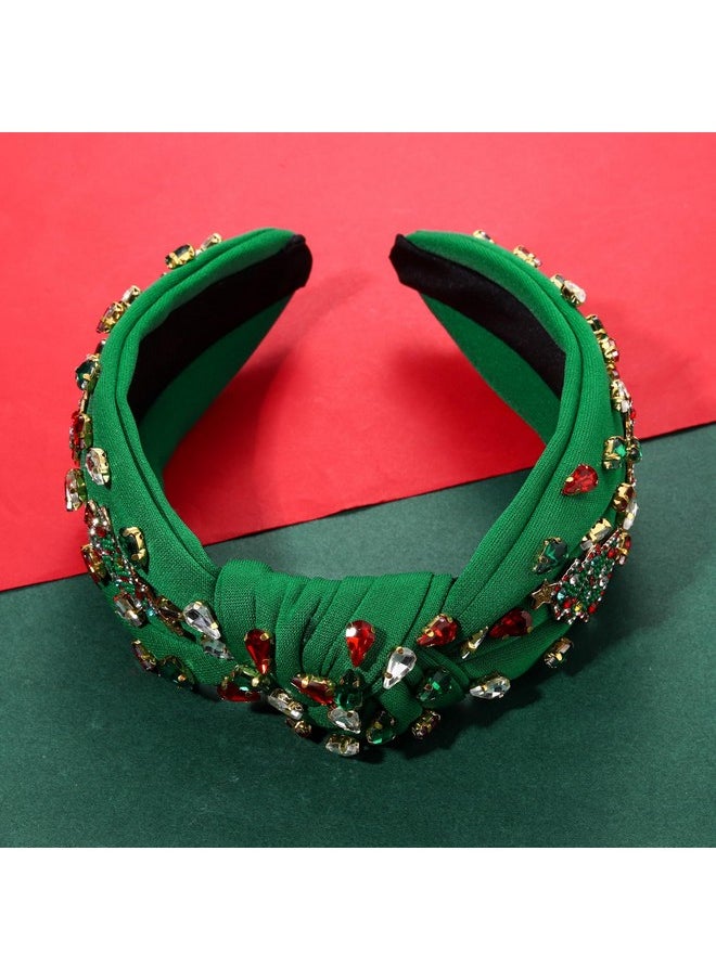 YAHPERN Christmas Headband For Women Christmas Accessories Xmas Bow Tree Snowflake Knotted Headband Crystal Top Knot Headband  - Image 5