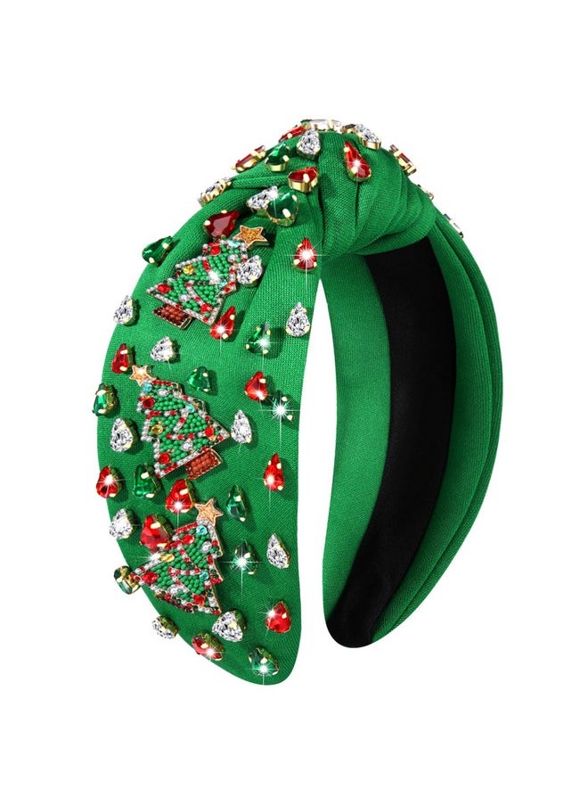 YAHPERN Christmas Headband For Women Christmas Accessories Xmas Bow Tree Snowflake Knotted Headband Crystal Top Knot Headband  - Image 1