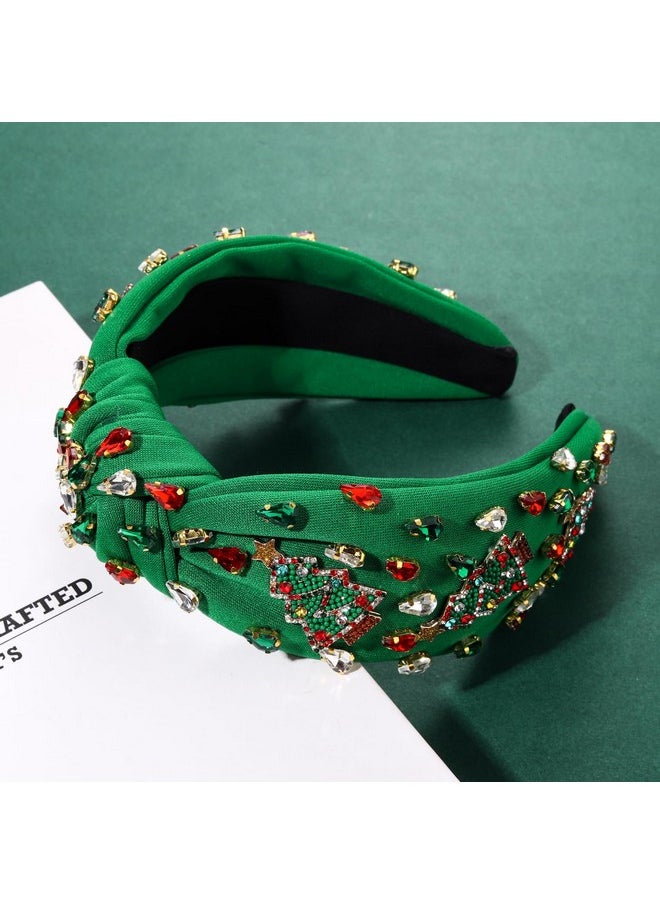 YAHPERN Christmas Headband For Women Christmas Accessories Xmas Bow Tree Snowflake Knotted Headband Crystal Top Knot Headband  - Image 4