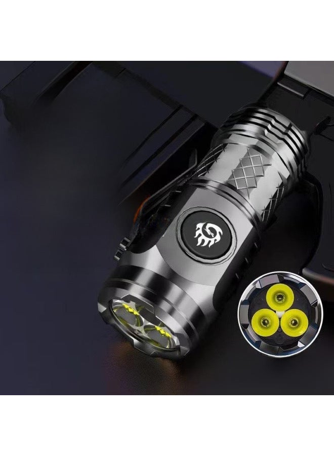 Loquat Three-eye Monster Strong Light Flashlight Super Bright Mini Portable Led Multi-function Magnet Charging Home Outdoor None-Product Specifications:【Three-eye Monster】 S62 Thumb Light + Color Box + Dat - Image 3
