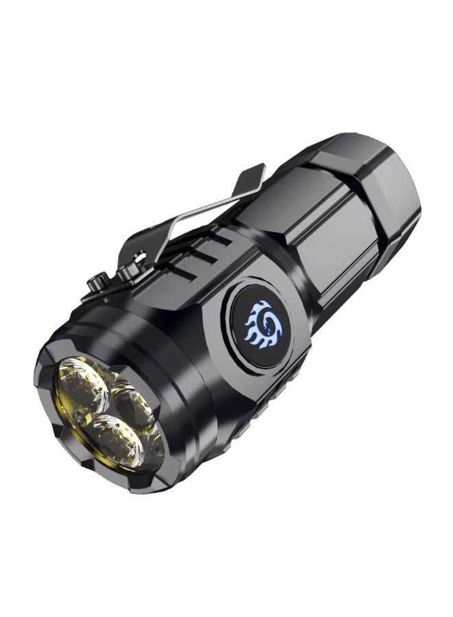 Loquat Three-eye Monster Strong Light Flashlight Super Bright Mini Portable Led Multi-function Magnet Charging Home Outdoor None-Product Specifications:【Three-eye Monster】 S62 Thumb Light + Color Box + Dat - Image 1