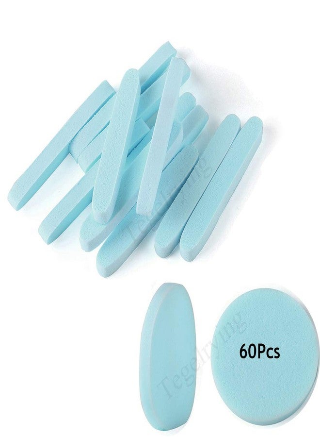 Tegelrying Facial Sponge Compressed,60 Pcs PVA Professional Makeup Removal Wash Round Face Sponges Spa Pads Exfoliating Cleansing for Women,Blue - Image 1