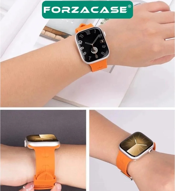فورزاكاس Apple Watch 10 42MM Compatible Hermes Silicone Band Strap - FC241