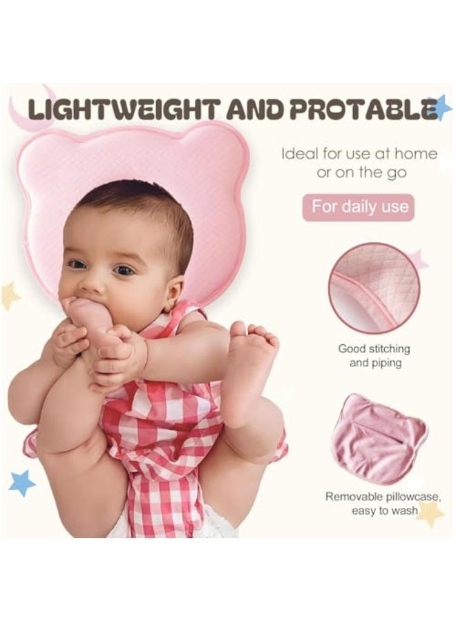 وسادة أطفال | وسادة نوم للأطفال تدعم الرأس - وسادة كرتونية على شكل دب مريحة مع غطاء قابل للإزالة للسفر والراحة في عربة الأطفال للنوم للفتيات والفتيان - Image 2