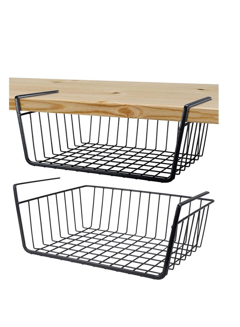 2-Piece Black Under Shelf Kitchen Storage Rack - Image 1
