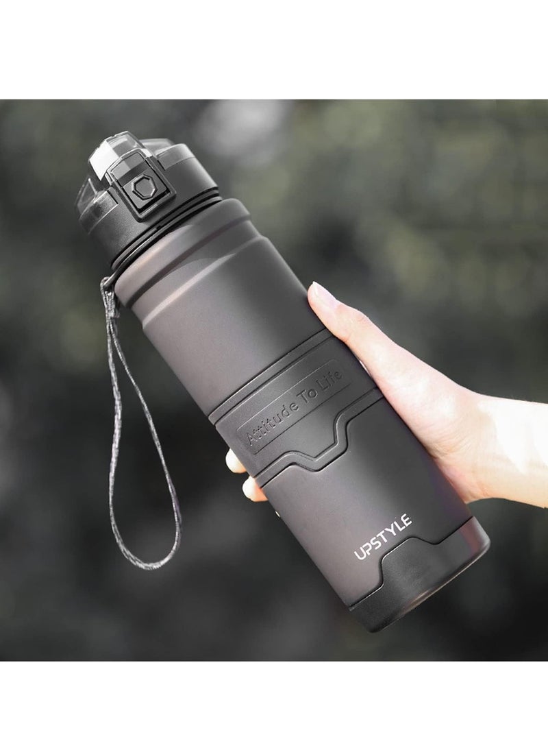 Gonice Water Bottle 1L Leak-Proof Drink Bottle, Flip Top Lid & Removable Strainer for Fitness Cycling, Gym Camping Outdoor Sports （Black） - Image 1