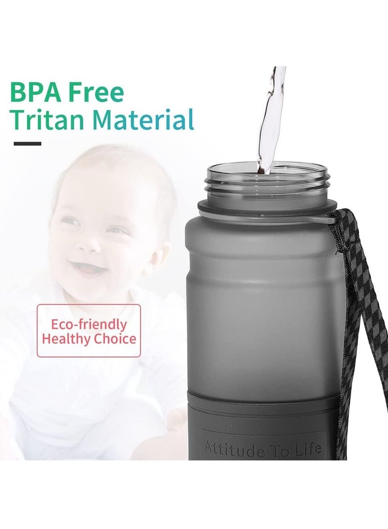 Gonice Water Bottle 1L Leak-Proof Drink Bottle, Flip Top Lid & Removable Strainer for Fitness Cycling, Gym Camping Outdoor Sports （Black） - Image 5