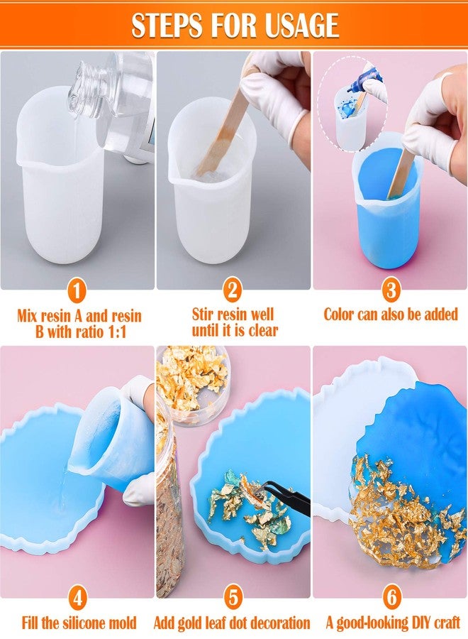 Audab Coaster Molds for Resin Casting, Audab DIY 4Pcs Geode Coaster Molds 1Pcs Silicone Wine Rack Resin Mold with Foil Flakes for Resin Casting Agate Slice Coasters, Wine Glasses Holder, Home Decoration - Image 5