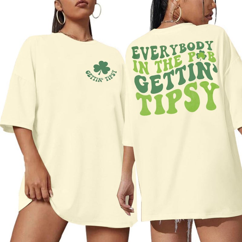 MYHALF St Patrick Day Shirts Women Irish St Patrick T Shirt Lucky Shamrock Graphic Tees Casual Short Sleeve Oversized Tops - Image 1