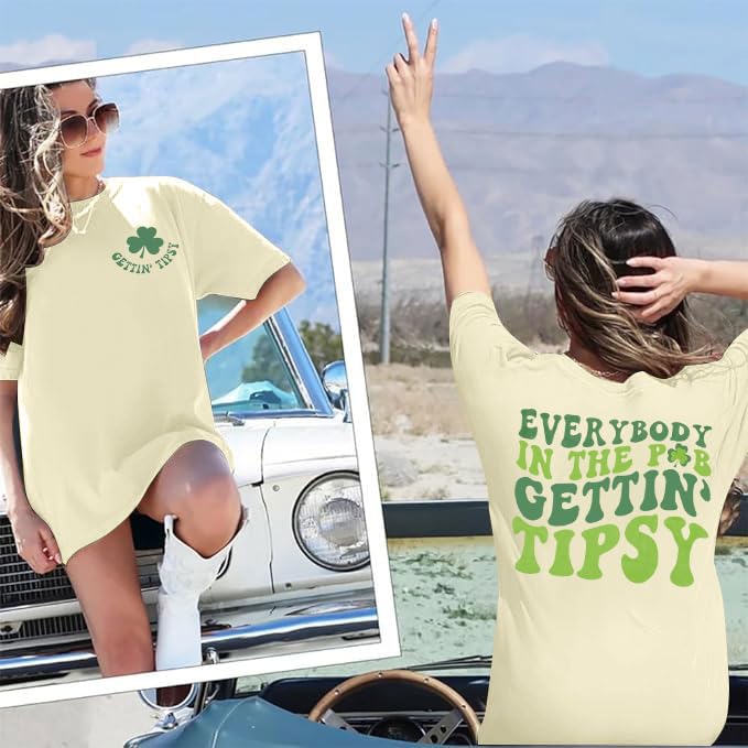 MYHALF St Patrick Day Shirts Women Irish St Patrick T Shirt Lucky Shamrock Graphic Tees Casual Short Sleeve Oversized Tops - Image 3